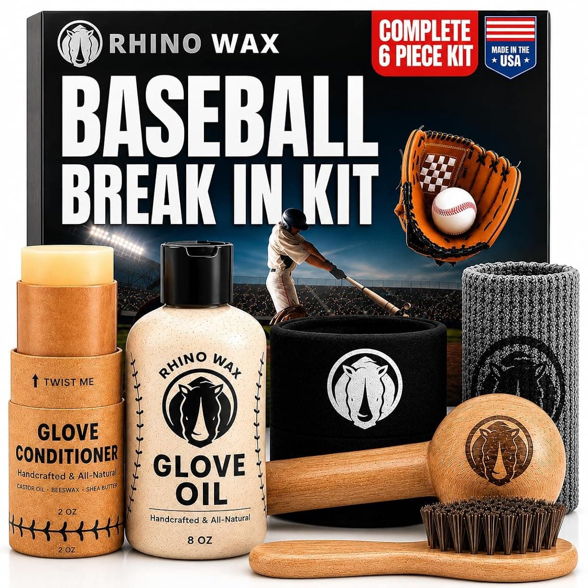 Rhino Wax Glove Break-In Kit with Mallet and Wrap