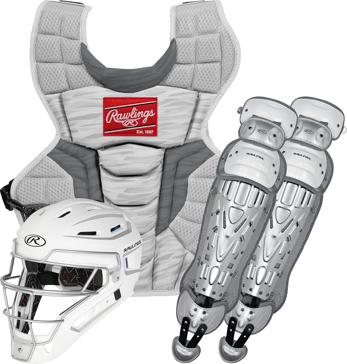 Rawlings Velo 2.0 Catcher's Set, Youth, White