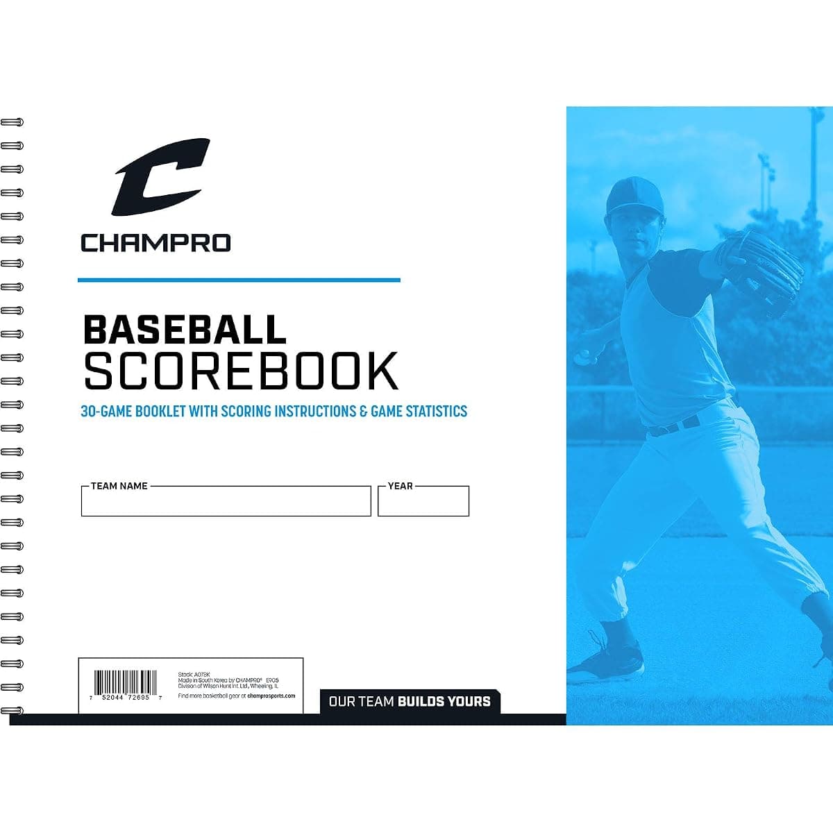 Champro Baseball Score Book, 28 Games, White