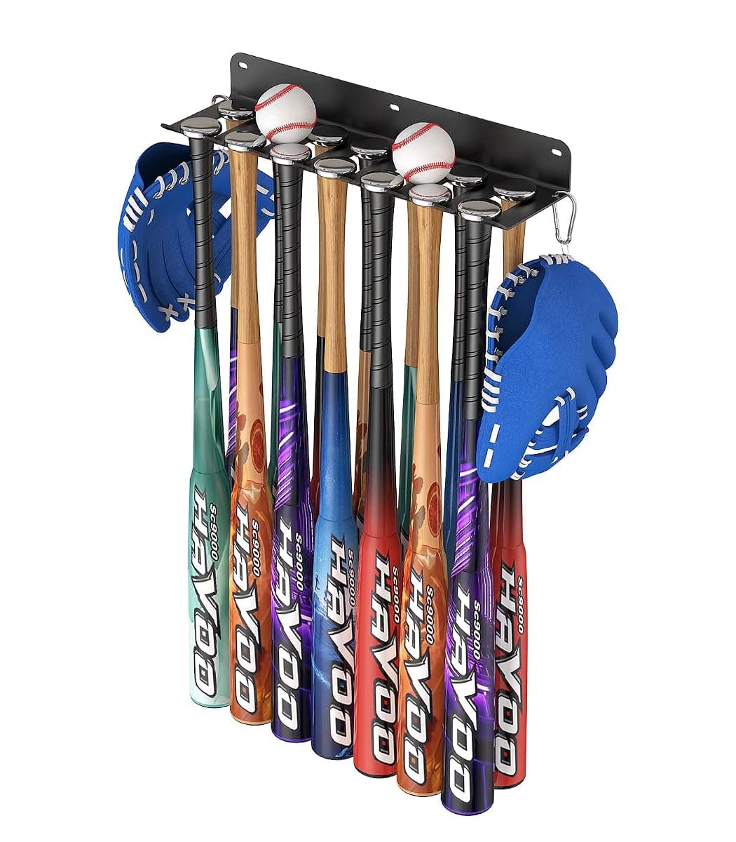 QBA Wall-Mount Bat Rack, Holds 14 Bats