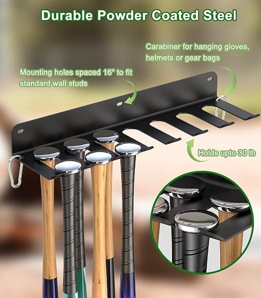 QBA Wall-Mount Bat Rack, Holds 14 Bats — view 3 of 4