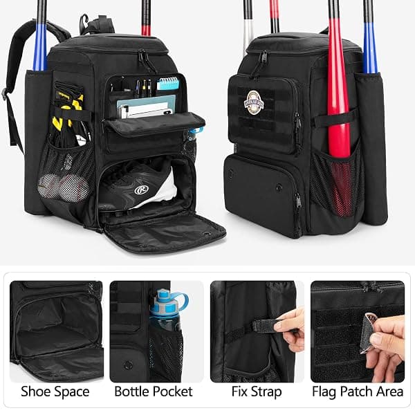 Dsleaf Baseball Backpack, 2 Bat Sleeves — view 3 of 4