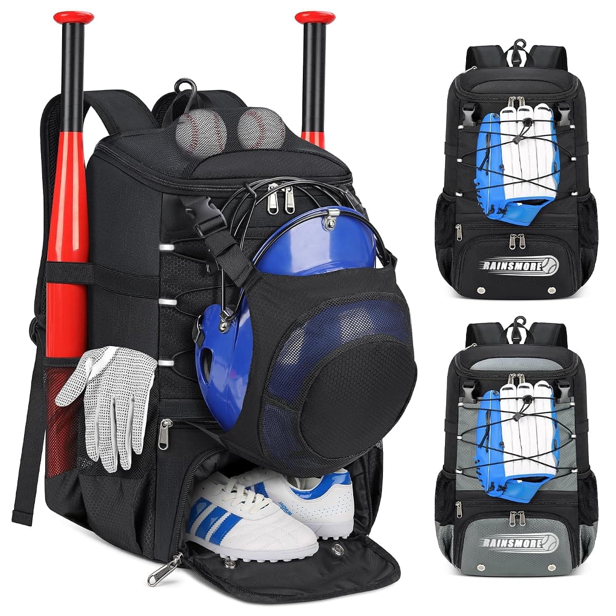 Rainsmore Baseball Backpack with Helmet Pocket