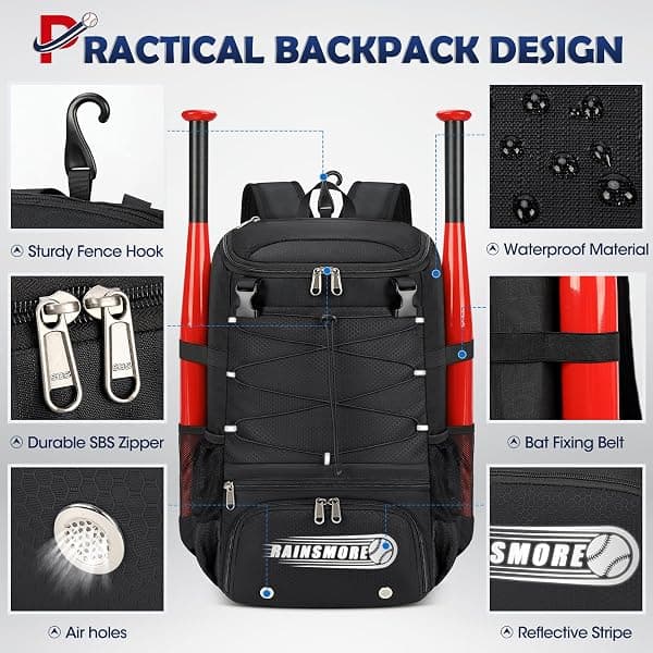 Rainsmore Baseball Backpack with Helmet Pocket — view 4 of 4
