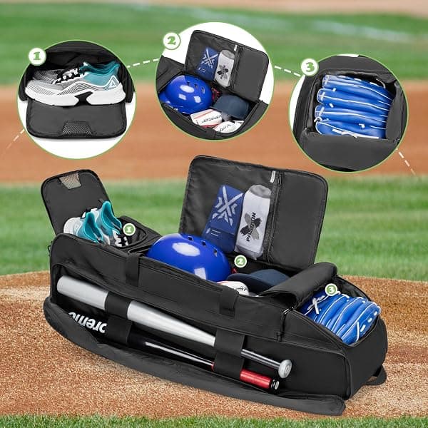 Dsleaf Rolling Baseball Bag, Holds 4 Bats — view 3 of 4