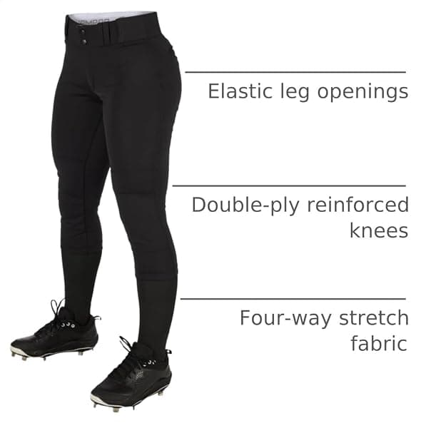Champro Women's Low-Rise Softball Pant, Medium Black — view 4 of 4