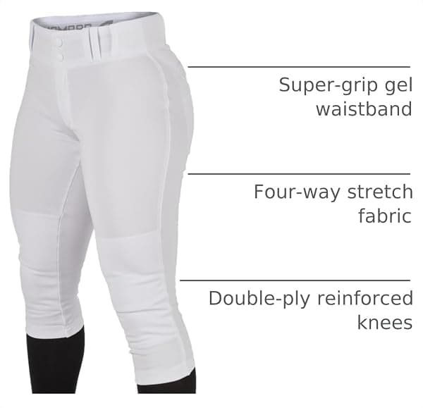 Champro Women's Low-Rise Softball Pant, Medium White — view 4 of 4