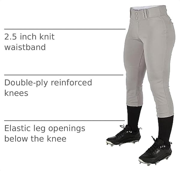 Champro Women's Low-Rise Softball Pant, Small Grey — view 4 of 4