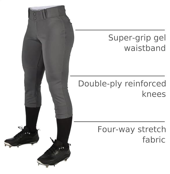Champro Women's Low-Rise Softball Pant, Small Graphite — view 4 of 4