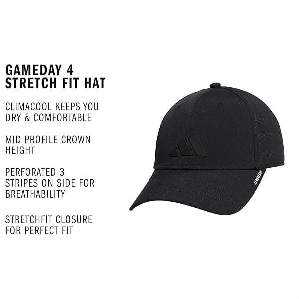 adidas Gameday Stretch Fit Baseball Cap, S/M — view 2 of 4