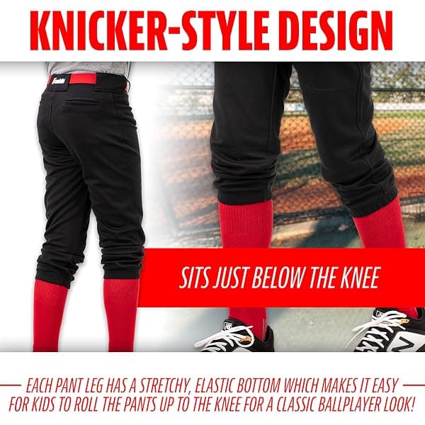 Franklin Sports Youth Knicker Pant, Medium Black — view 3 of 4