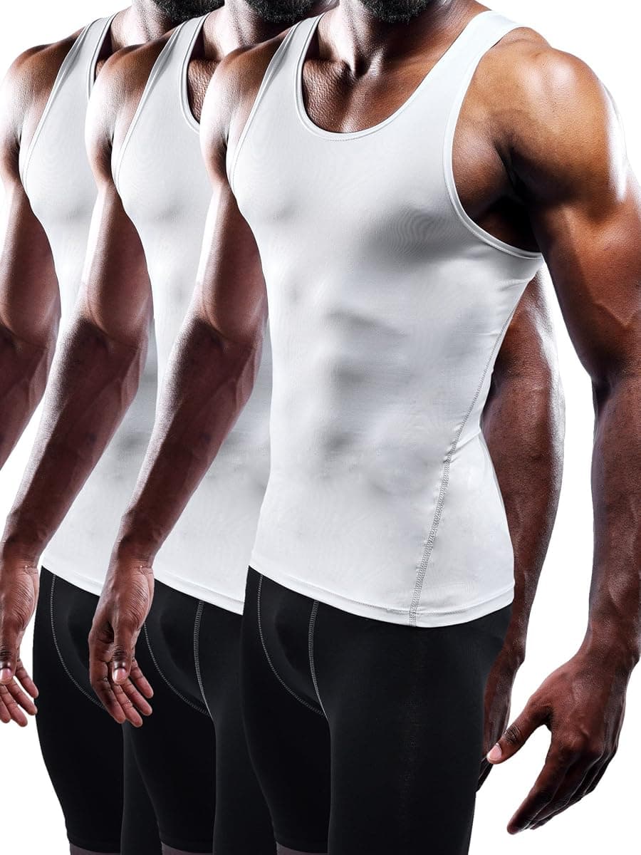Neleus Compression Tank Top, 3-Pack, Men's Large