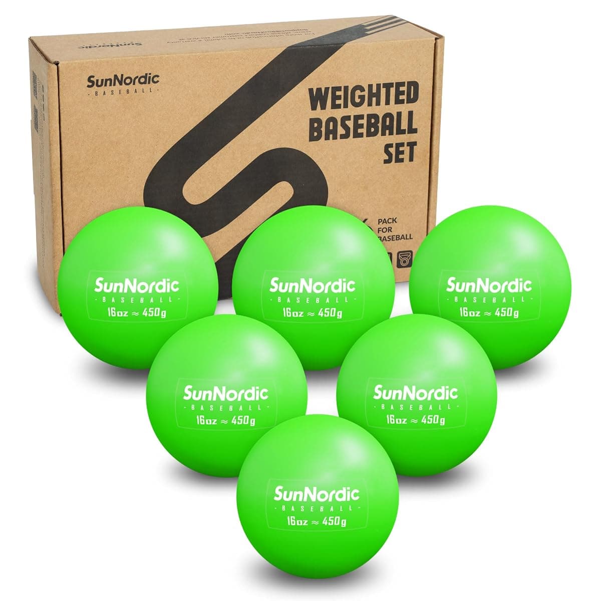 SunNordic Weighted Baseballs, 16 oz, 6-Pack