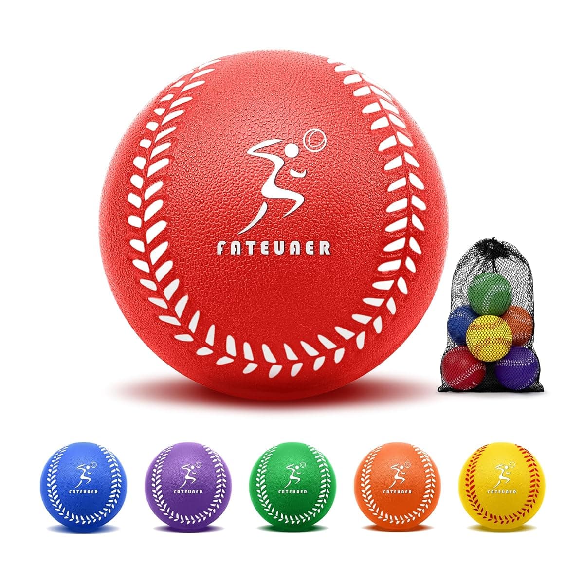 Fateuaer Foam Baseballs, 6-Pack, Six Colors