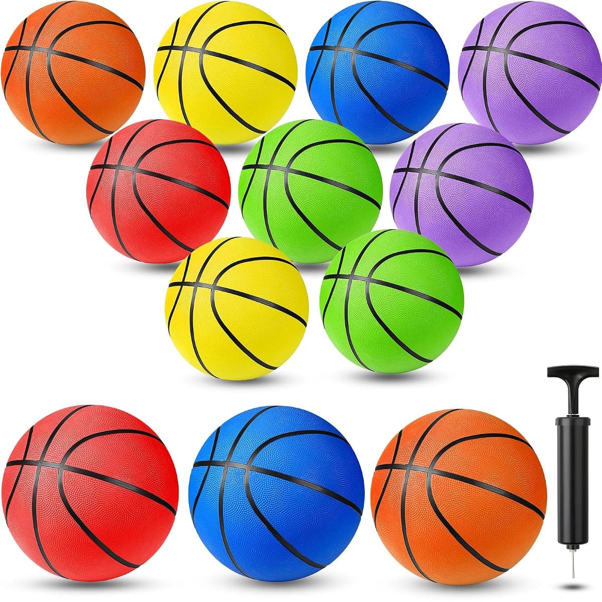 Jerify Rubber Basketball 12-Pack, Size 7, 29.5 in