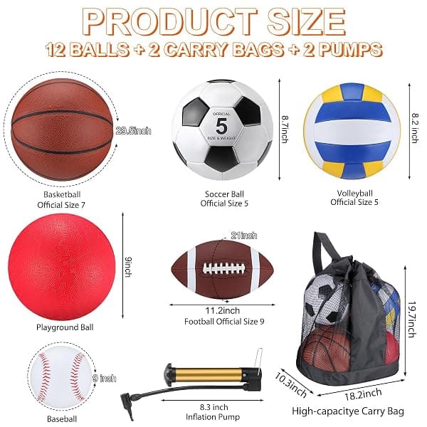 Deekin 12-Piece Assorted Sports Ball Set — view 2 of 4