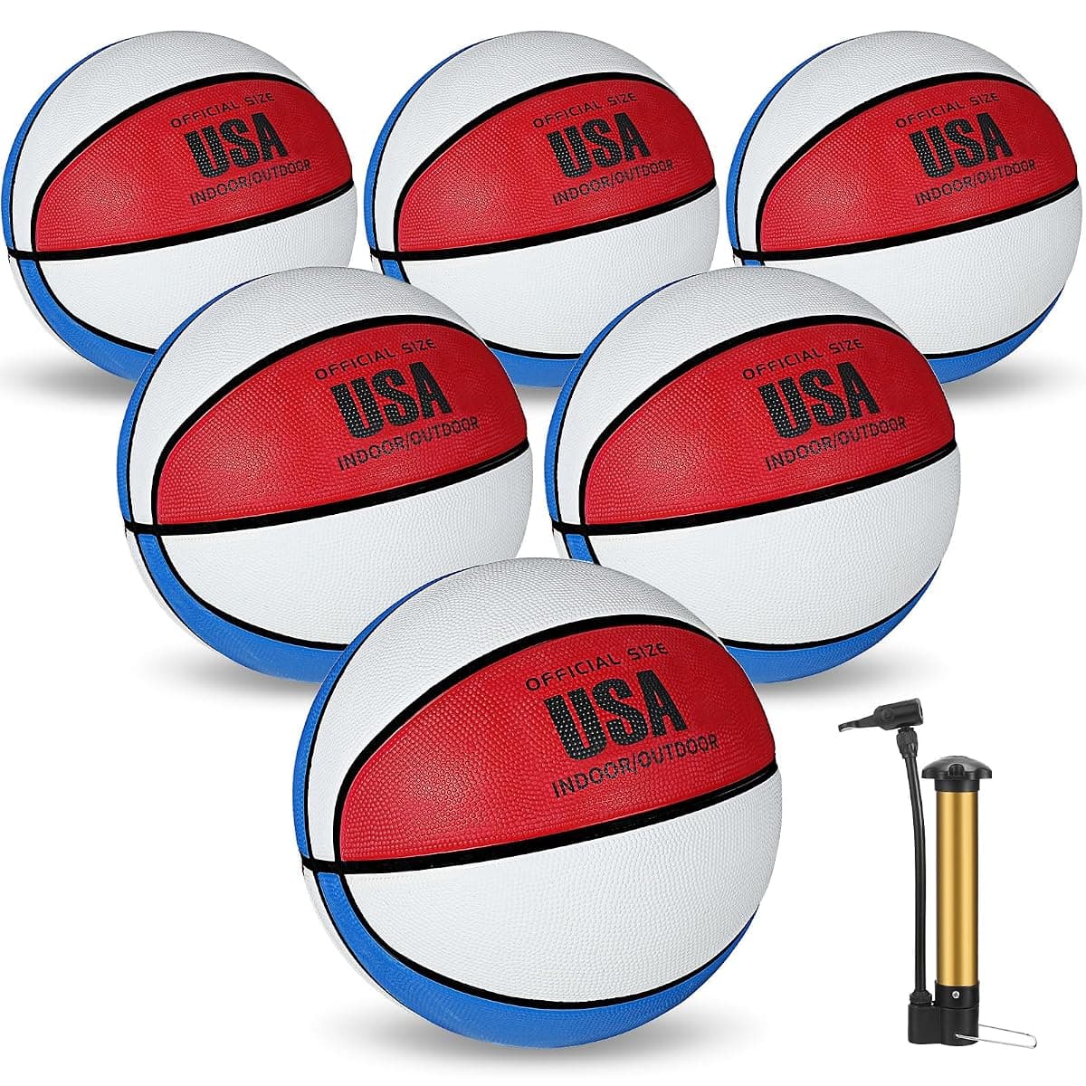 Junkin Rubber Basketball 6-Pack, Size 5