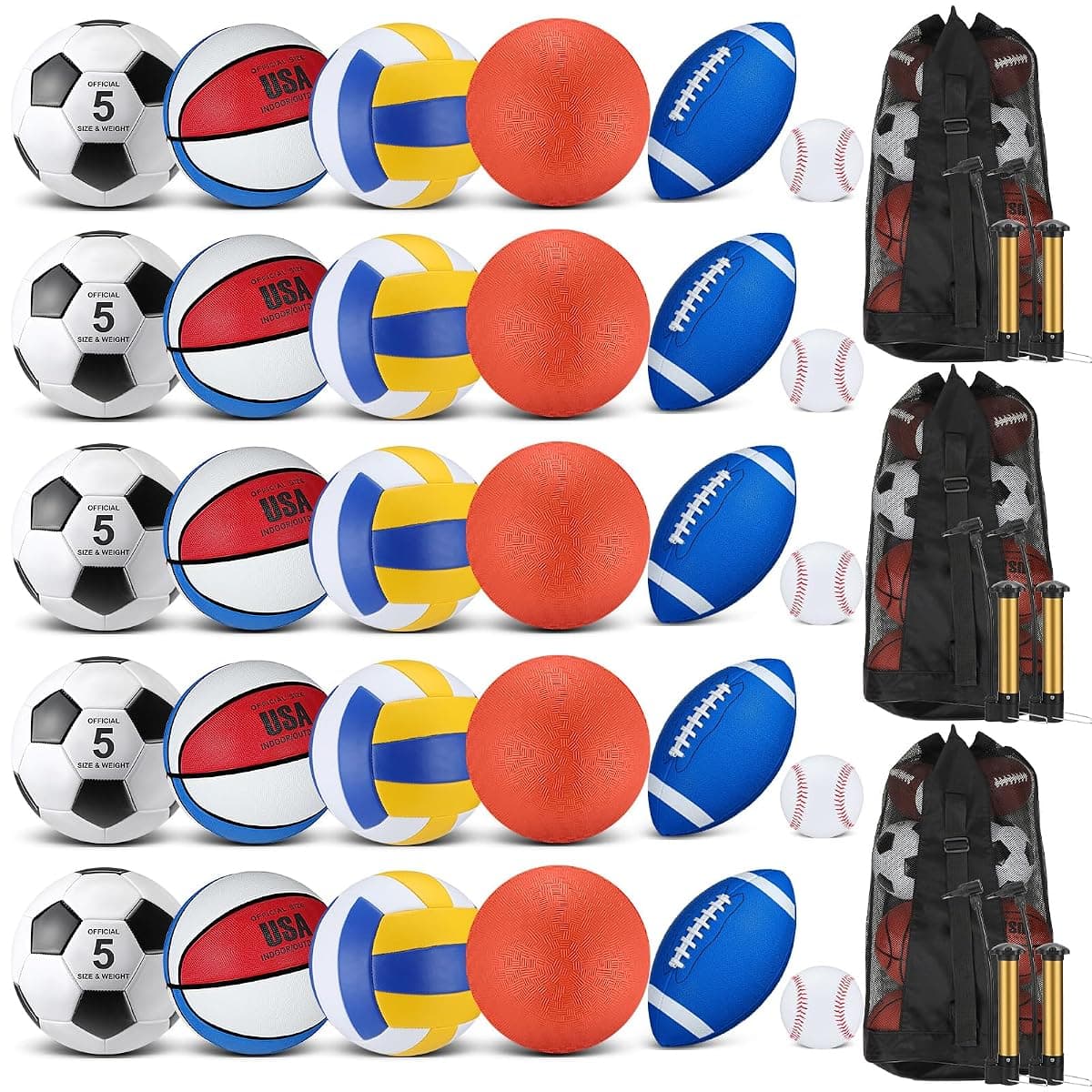 Liliful 36-Piece Bulk Sports Ball Set