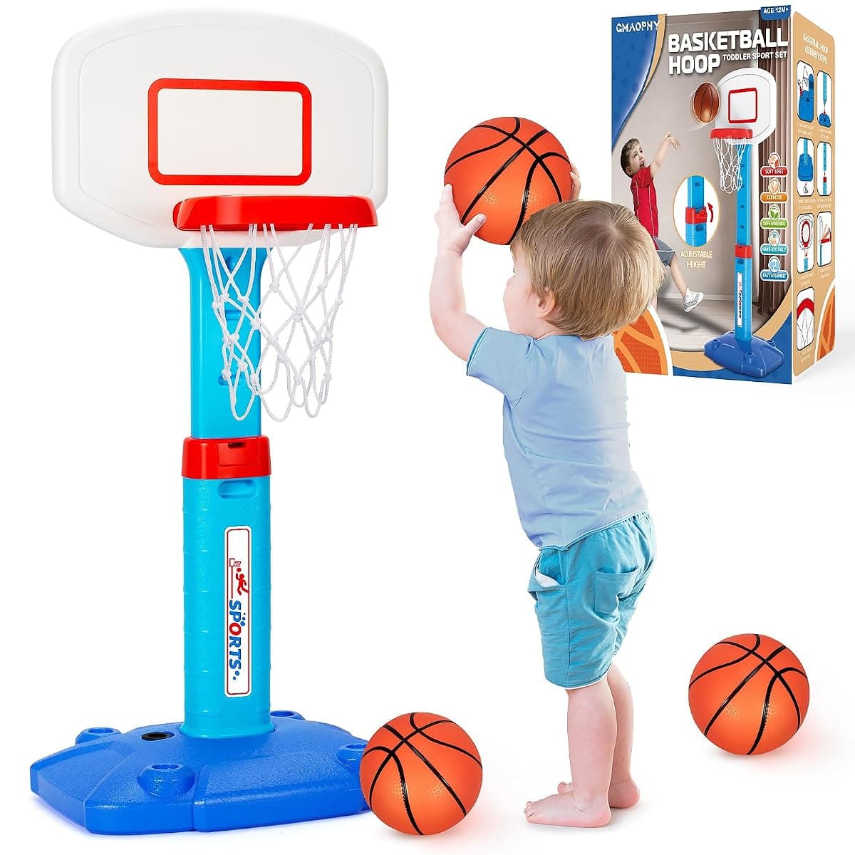 Gmaophy Toddler Basketball Hoop, Adjustable