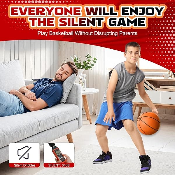 Aldwdy Silent Foam Basketball, Size 7, Orange — view 2 of 4