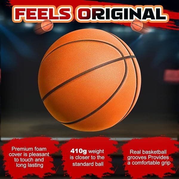 Aldwdy Silent Foam Basketball, Size 7, Orange — view 3 of 4