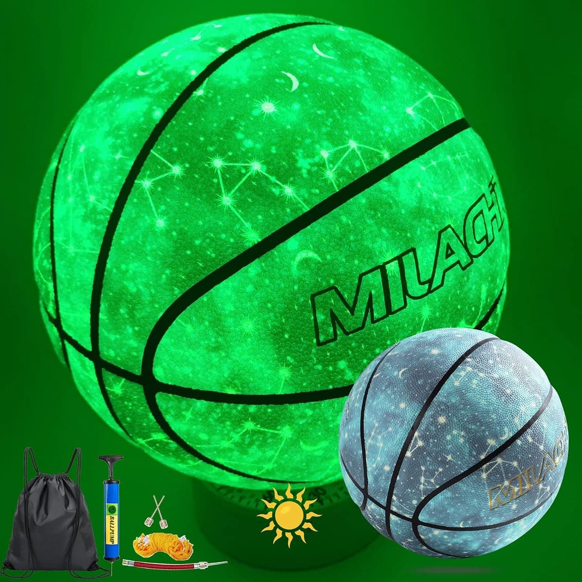 Milachic Glow in the Dark Basketball, Size 6