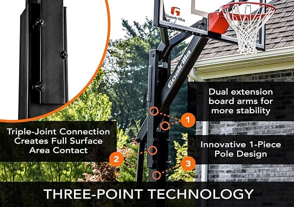 Goalrilla FT54 In-Ground Hoop, 54 in. Glass Board — view 3 of 4