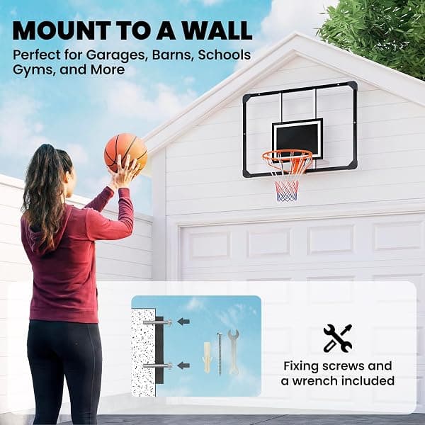 Soozier Wall-Mount Hoop, 44.5 in. Shatterproof Board — view 3 of 4