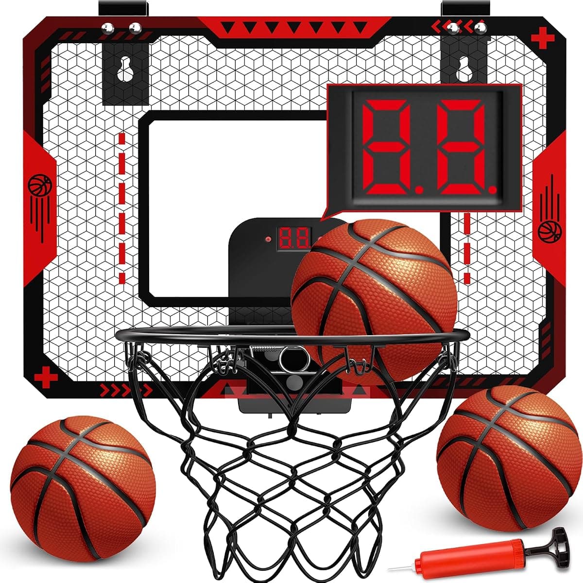 GMAOPHY Over-the-Door Mini Hoop with Scoreboard, Red