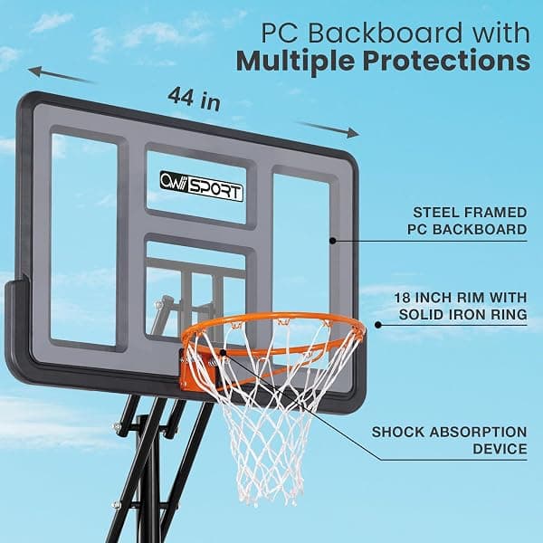Awii Sport Portable Hoop, 44 in. Board, 5.3-10 ft. — view 2 of 4