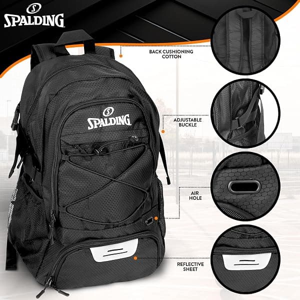 Spalding Basketball Backpack, 30L Black — view 2 of 4