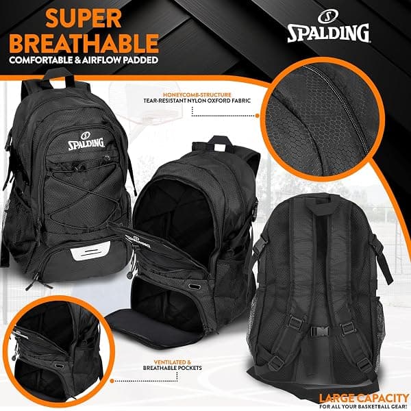 Spalding Basketball Backpack, 30L Black — view 4 of 4