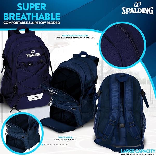 Spalding Basketball Backpack, 30L Navy — view 4 of 4