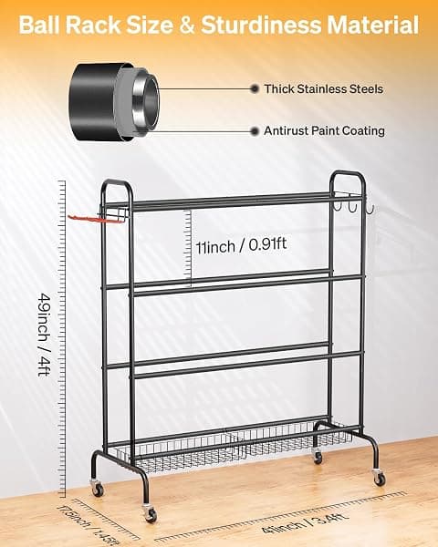 EXTCCT 4-Tier Rolling Basketball Rack — view 4 of 4