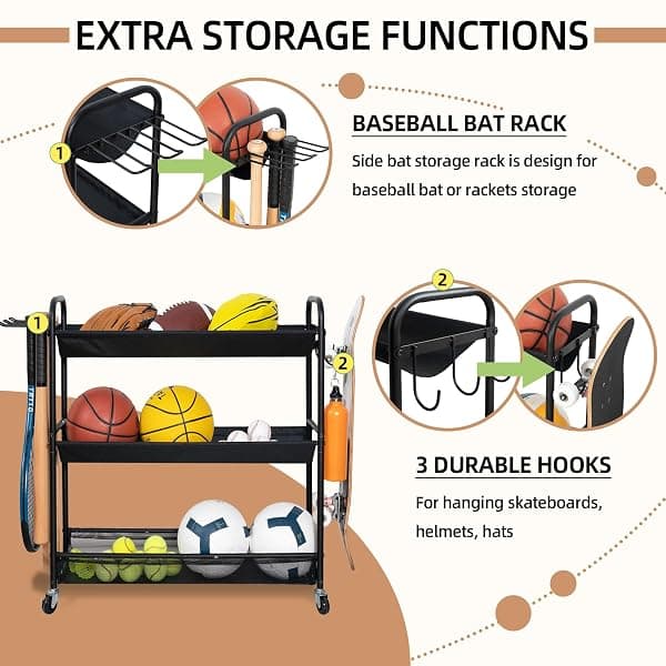 Storage Maniac 3-Tier Rolling Ball Rack — view 4 of 4