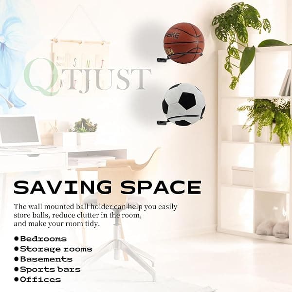 QTJUST Wall-Mount Ball Holders, 4-Pack — view 4 of 4