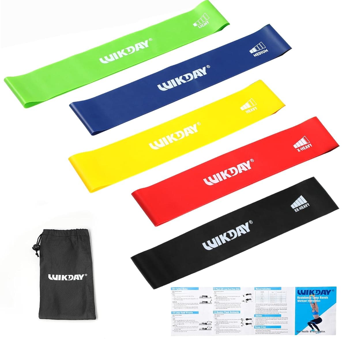 WIKDAY Resistance Loop Bands, Set of 5