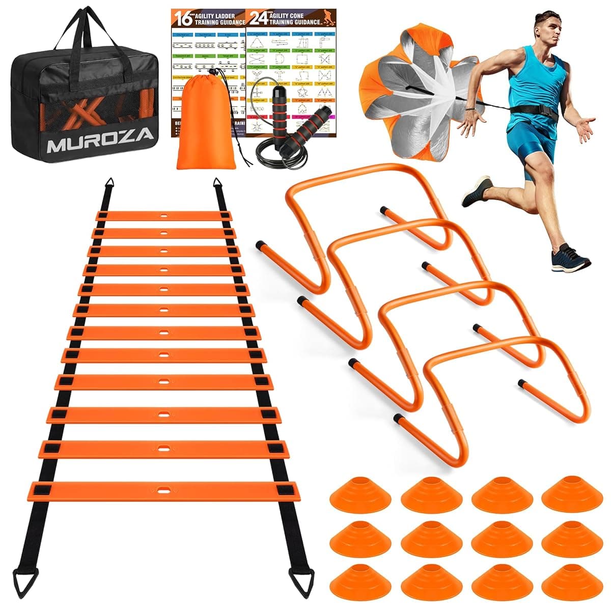 MUROZA Agility Training Set, 20 ft Ladder