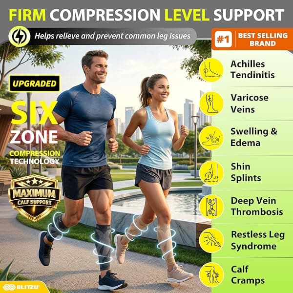 BLITZU Calf Compression Sleeves, Small/Medium — view 2 of 4