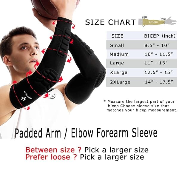 HOPEFORTH Padded Arm Sleeves, Black, Medium — view 2 of 4