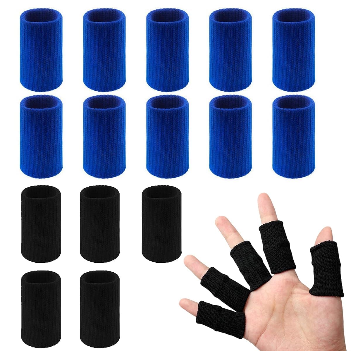 Pimoys Finger Sleeves, Blue and Black, 20-Pack