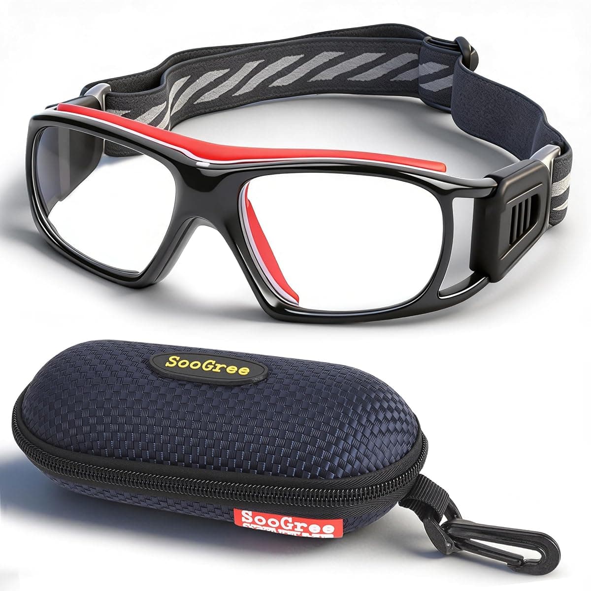 SooGree Anti-Fog Sports Goggles, Black and Red