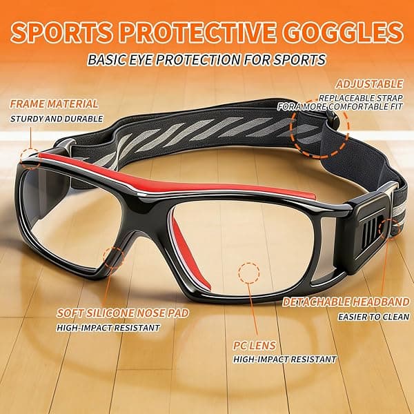 SooGree Anti-Fog Sports Goggles, Black and Red — view 3 of 4