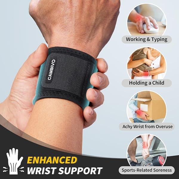 CAMBIVO Adjustable Wrist Brace, Black, 2-Pack — view 4 of 4