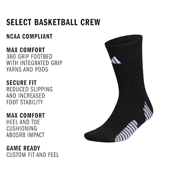 adidas Select Basketball Crew Socks, One Pair, Large — view 3 of 4