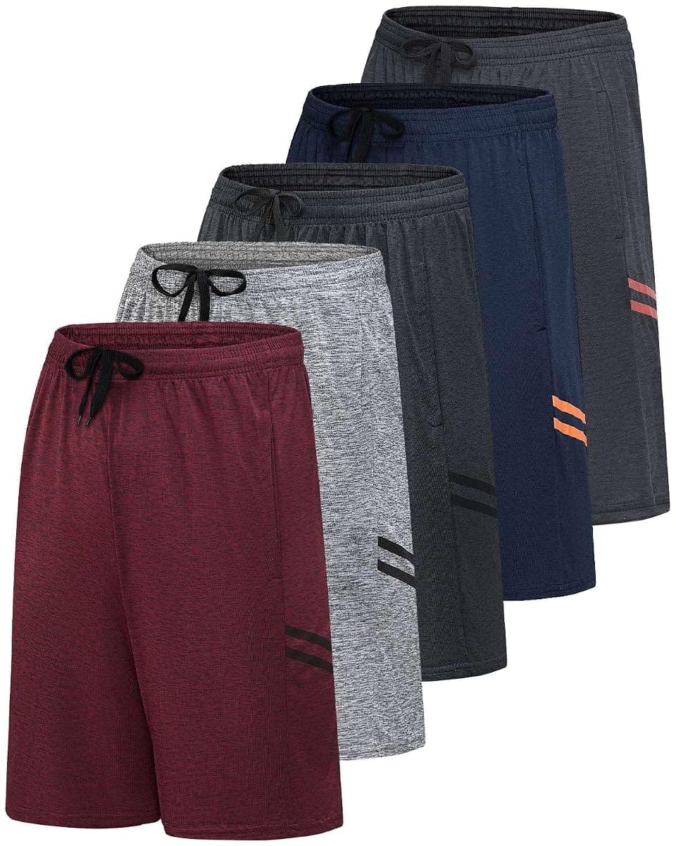 Real Essentials Dry Fit Shorts, 9 in, 5-Pack, Large