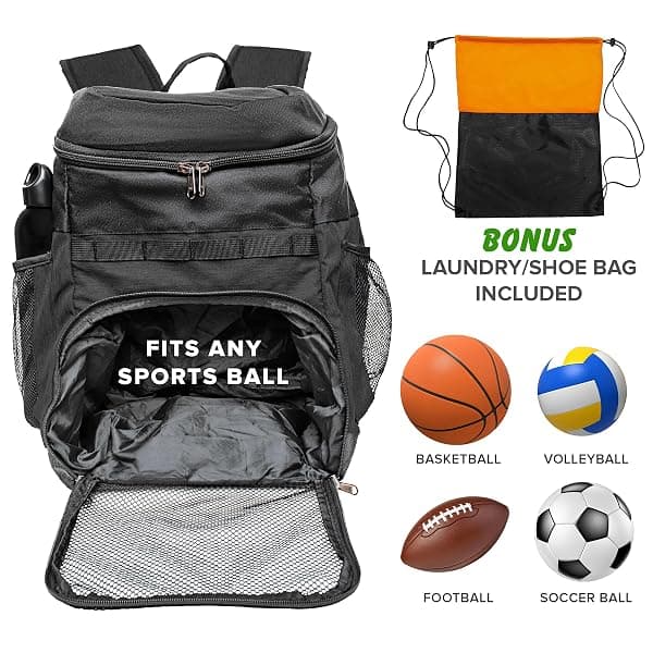 Xelfly Basketball Backpack, 25 L, Ball Compartment — view 3 of 4