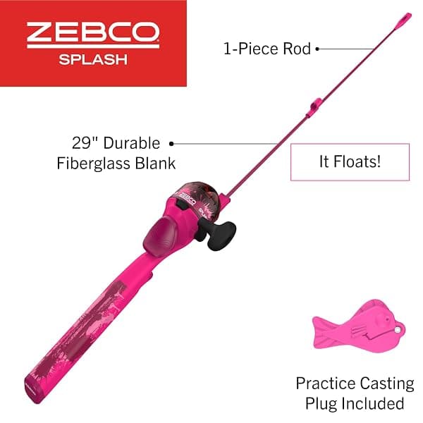 Zebco Splash Kids Spincast Combo, 29 in, Pink — view 2 of 4
