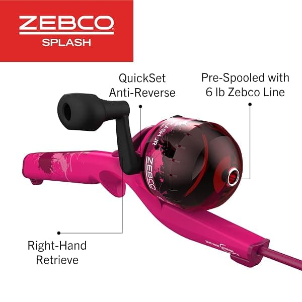 Zebco Splash Kids Spincast Combo, 29 in, Pink — view 3 of 4