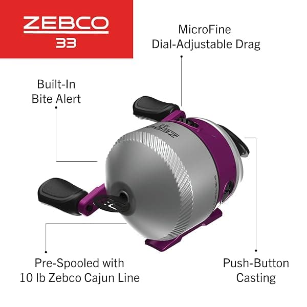 Zebco 33 Spincast Reel, Size 30 Pink — view 3 of 4